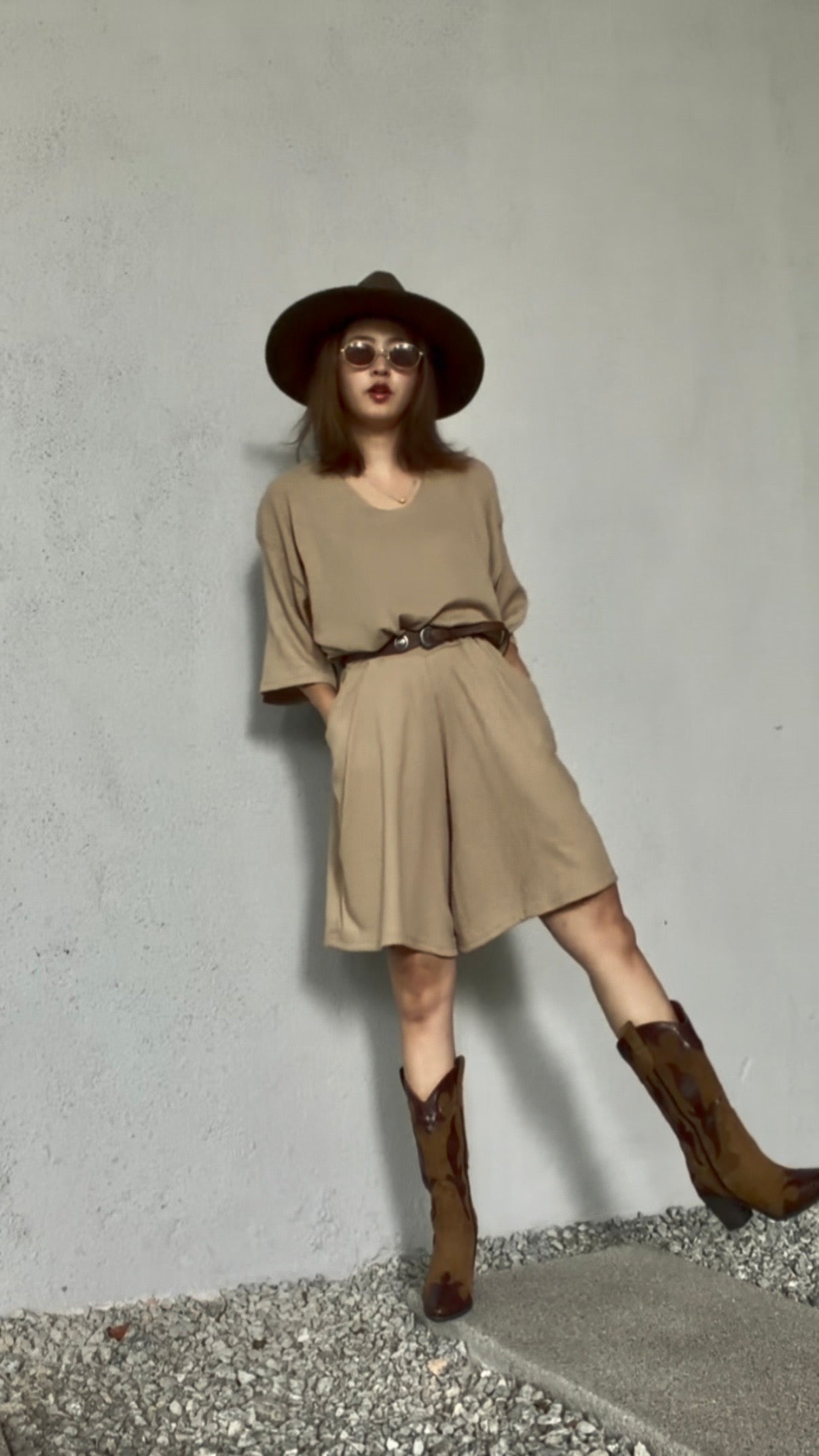 【ERROR. 】 Rough T-Shirt & Shorts Set-up / Beige