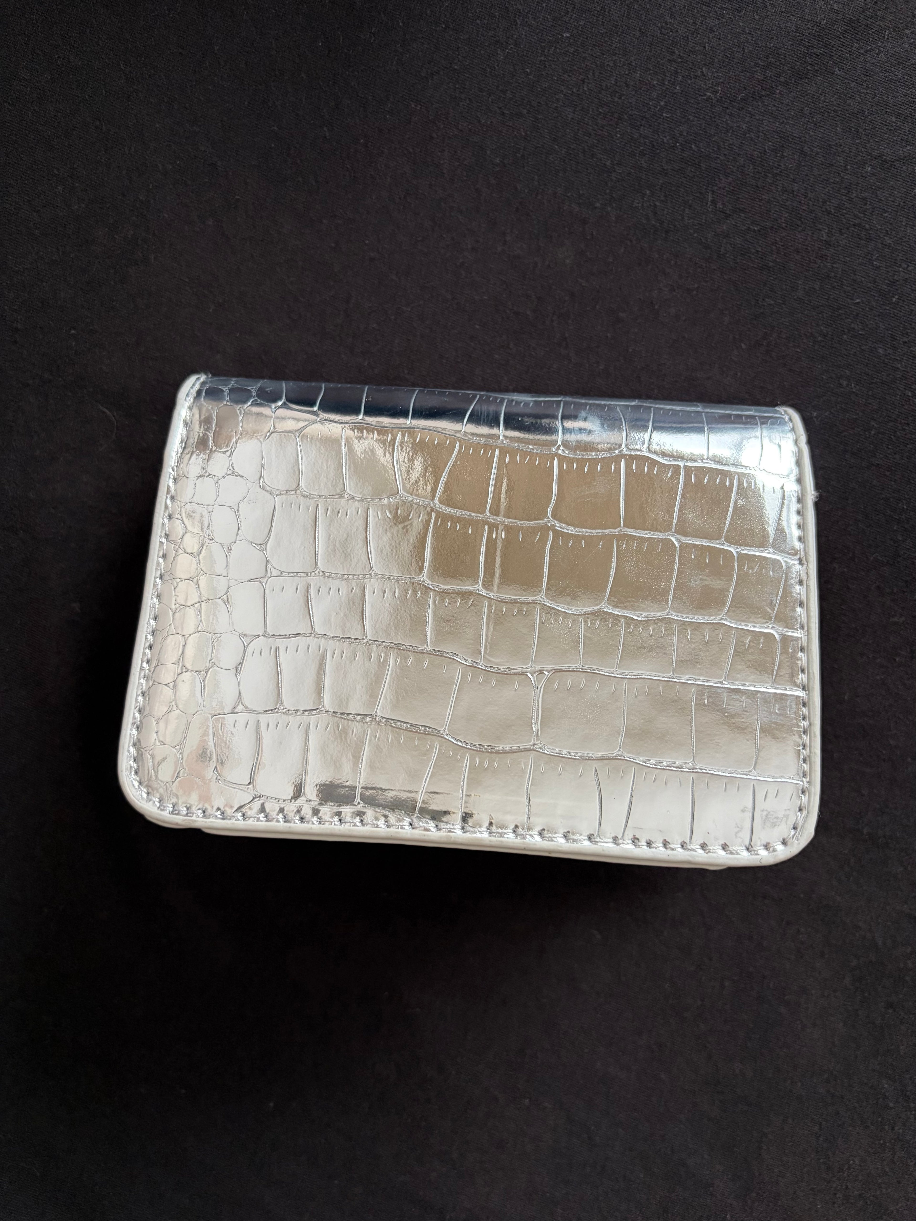 【ERROR.】Metallic Croc Mini Shoulder Bag / Silver