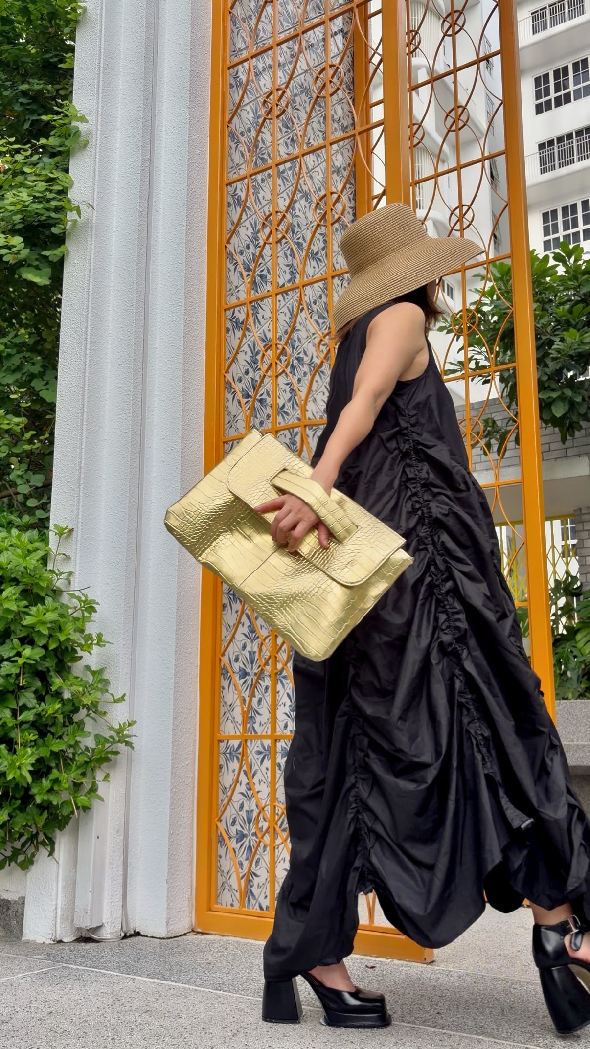 【ERROR.】再販　Volume Shirring Dress / Black