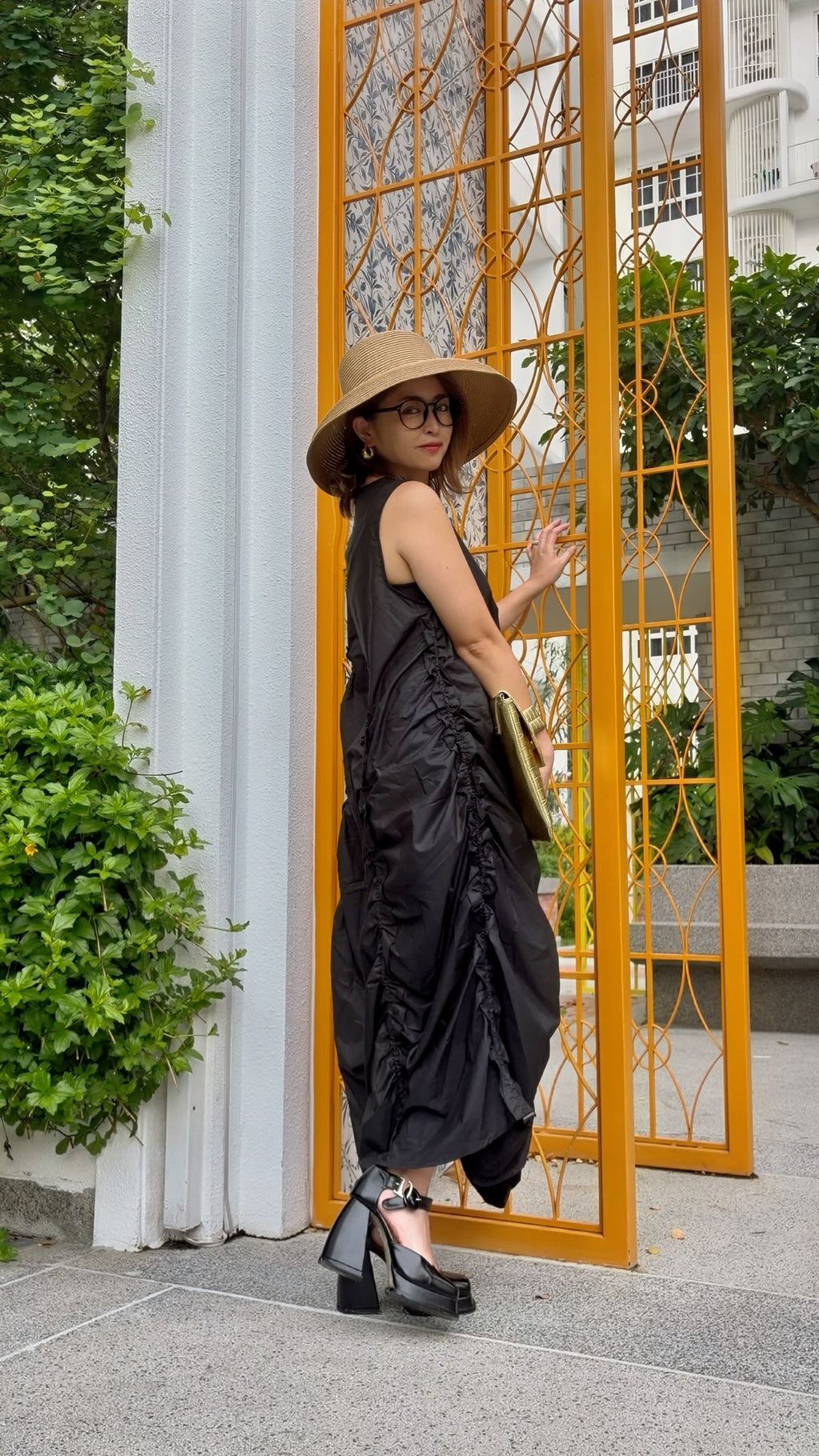 【ERROR.】再販　Volume Shirring Dress / Black