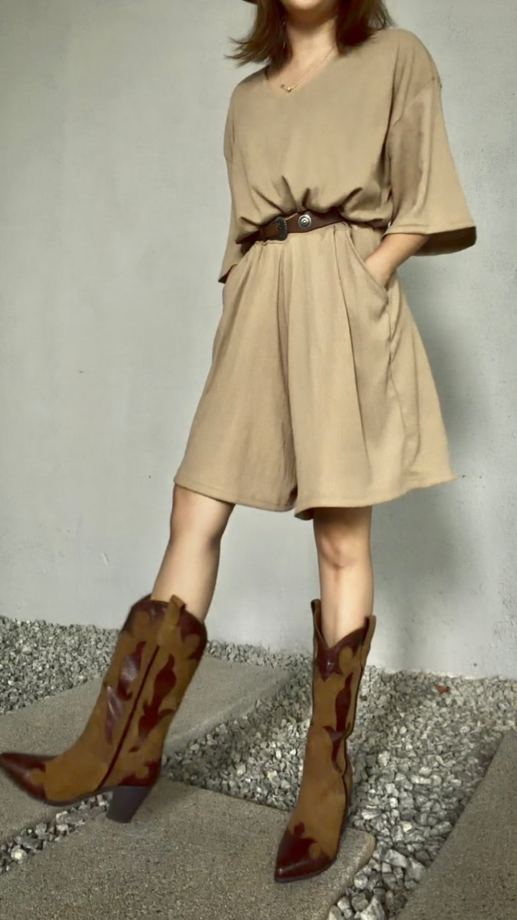 【ERROR. 】 Rough T-Shirt & Shorts Set-up / Beige