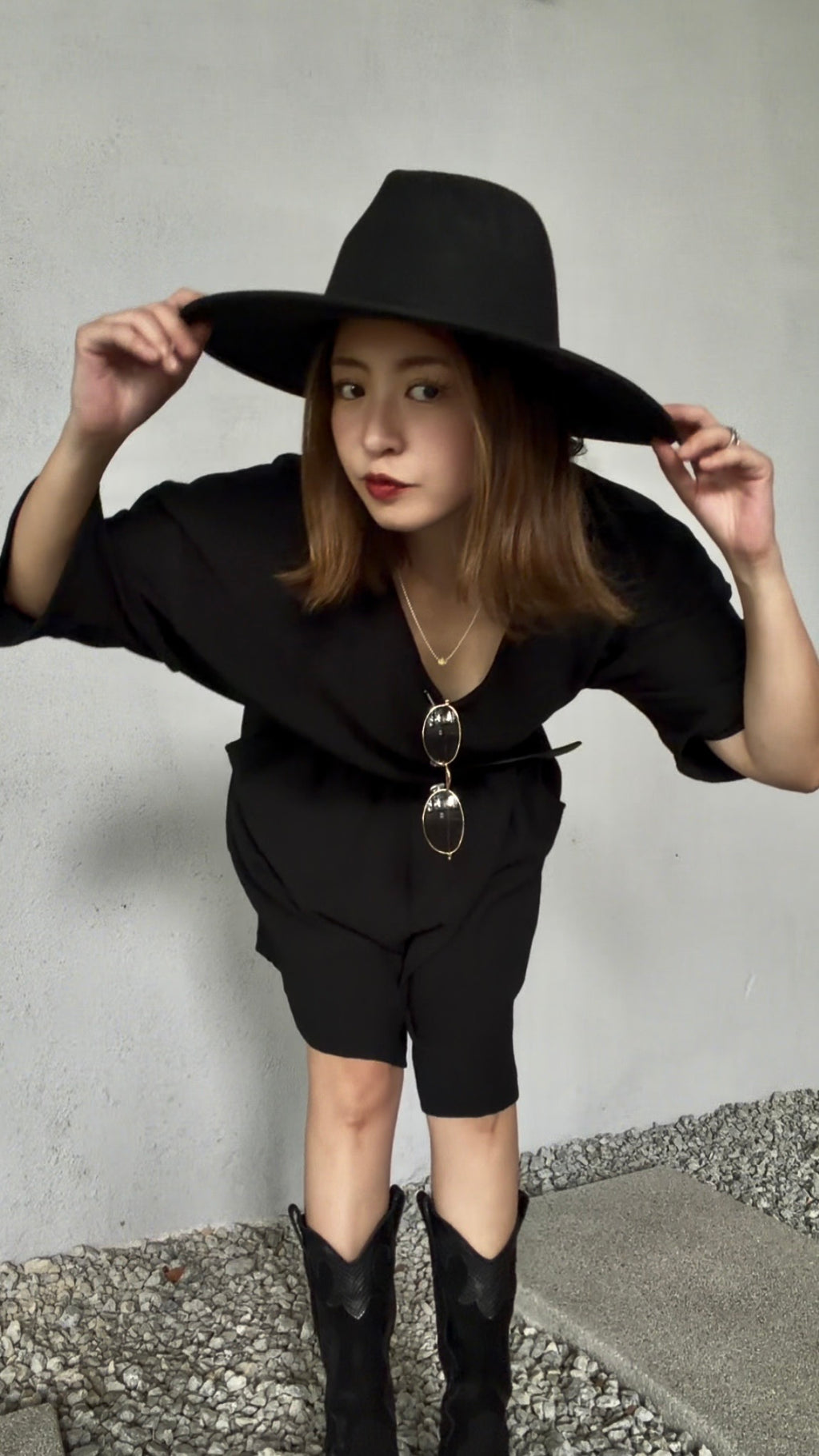 ⁠【ERROR. 】 Rough T-Shirt & Shorts Set-up / Black
