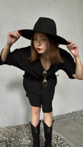 ⁠【ERROR. 】 Rough T-Shirt & Shorts Set-up / Black