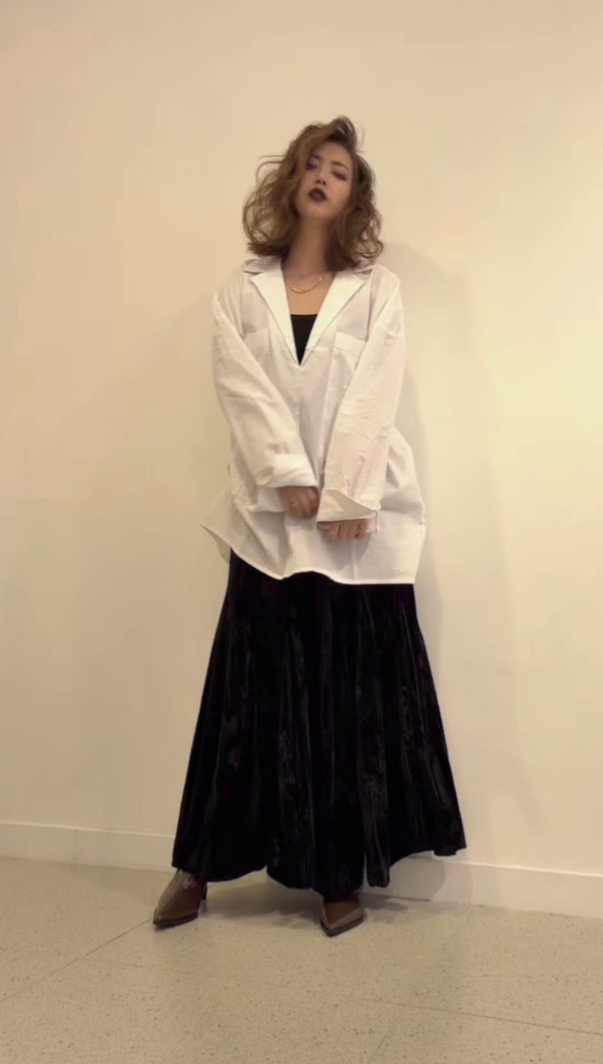 【ERROR.】Velour Volume Skirt / Black