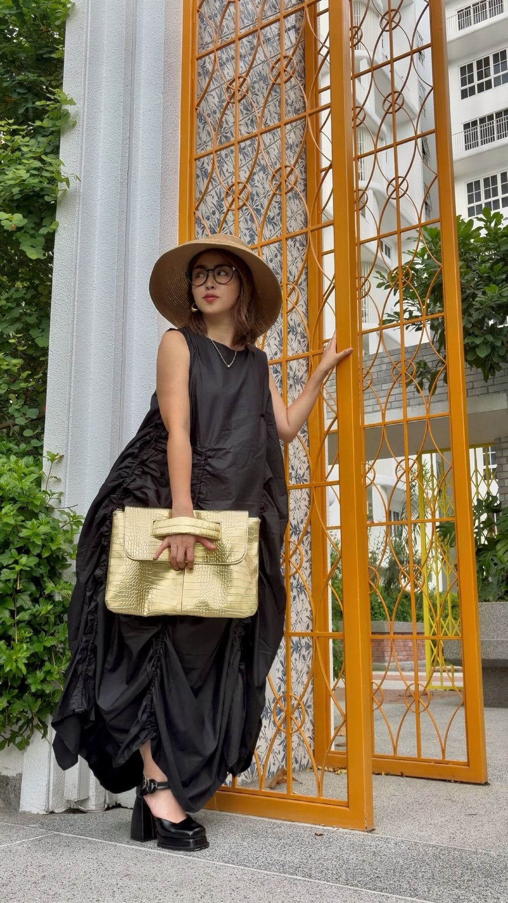 【ERROR.】再販　Volume Shirring Dress / Black