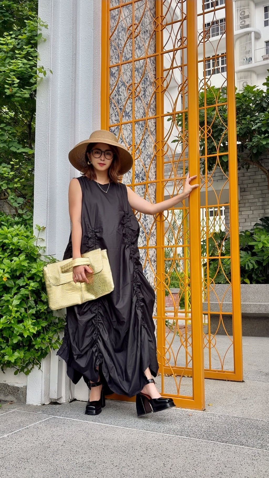 【ERROR.】再販　Volume Shirring Dress / Black