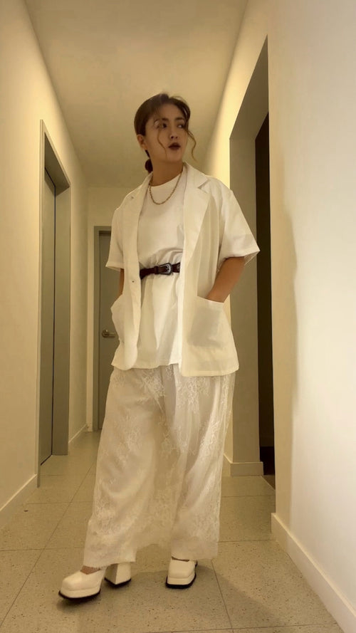 ⁠【ERROR.】Lace Layered Dress⁠ / White