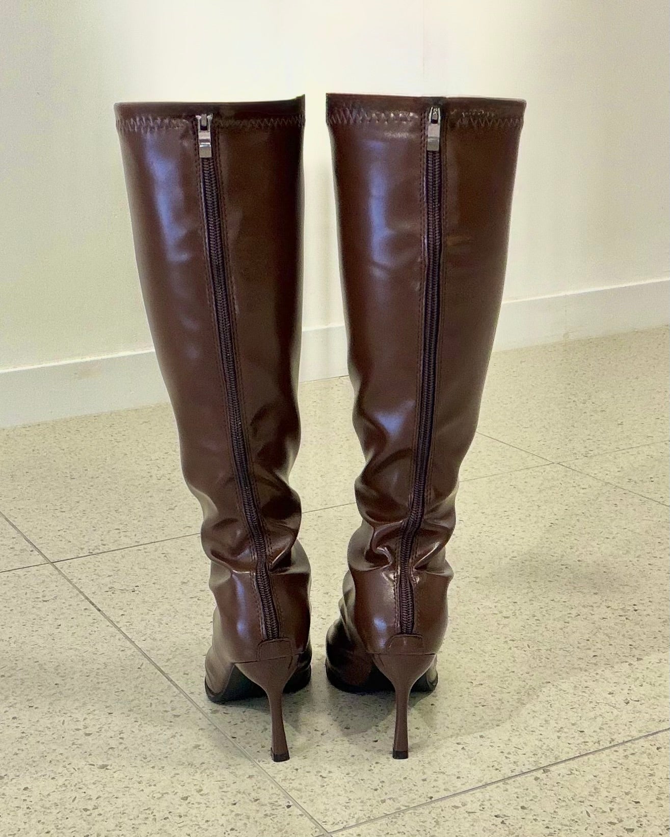 【ERROR.】Pointed Toe StretchBoots /  Brown