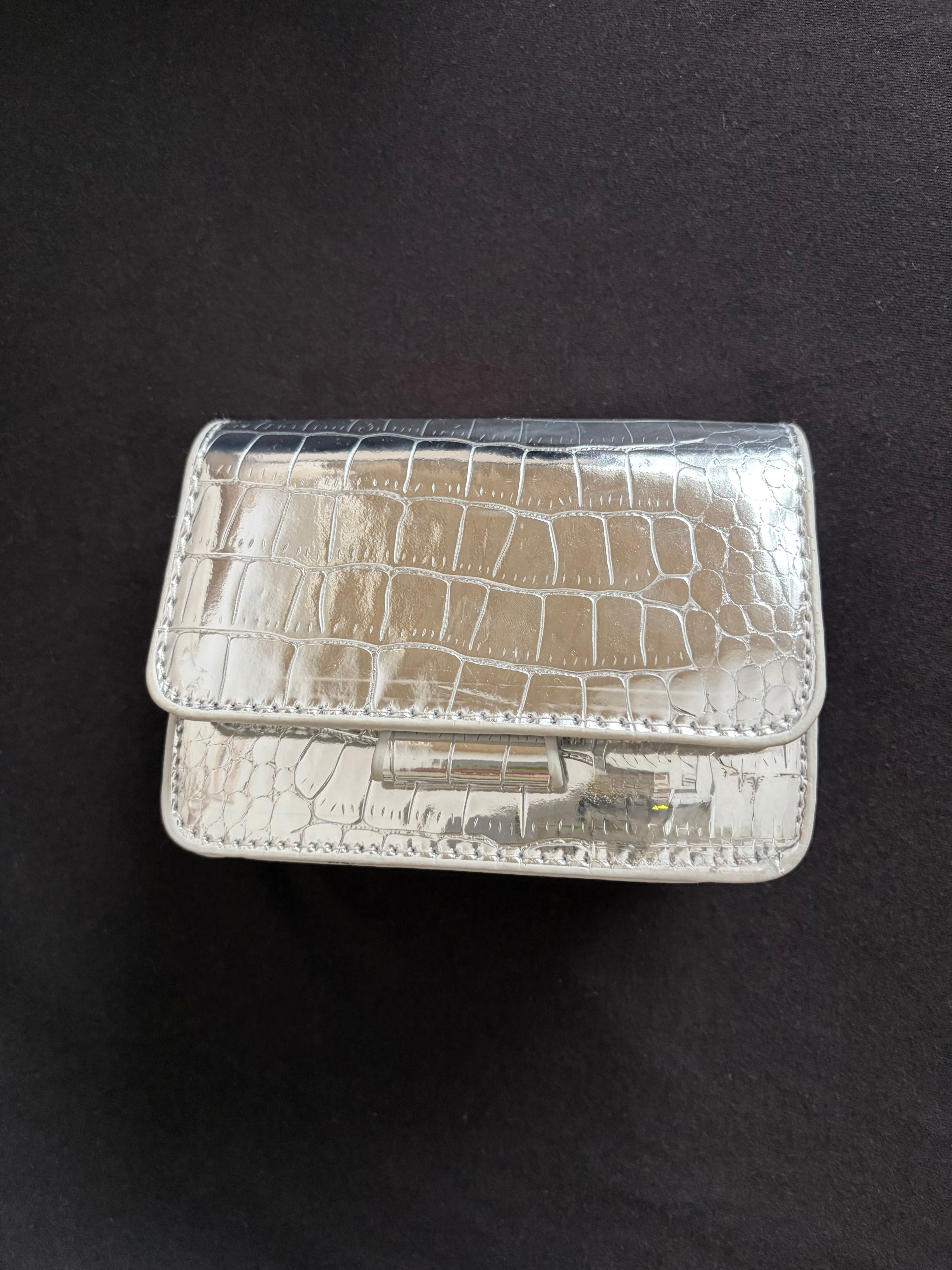【ERROR.】Metallic Croc Mini Shoulder Bag / Silver