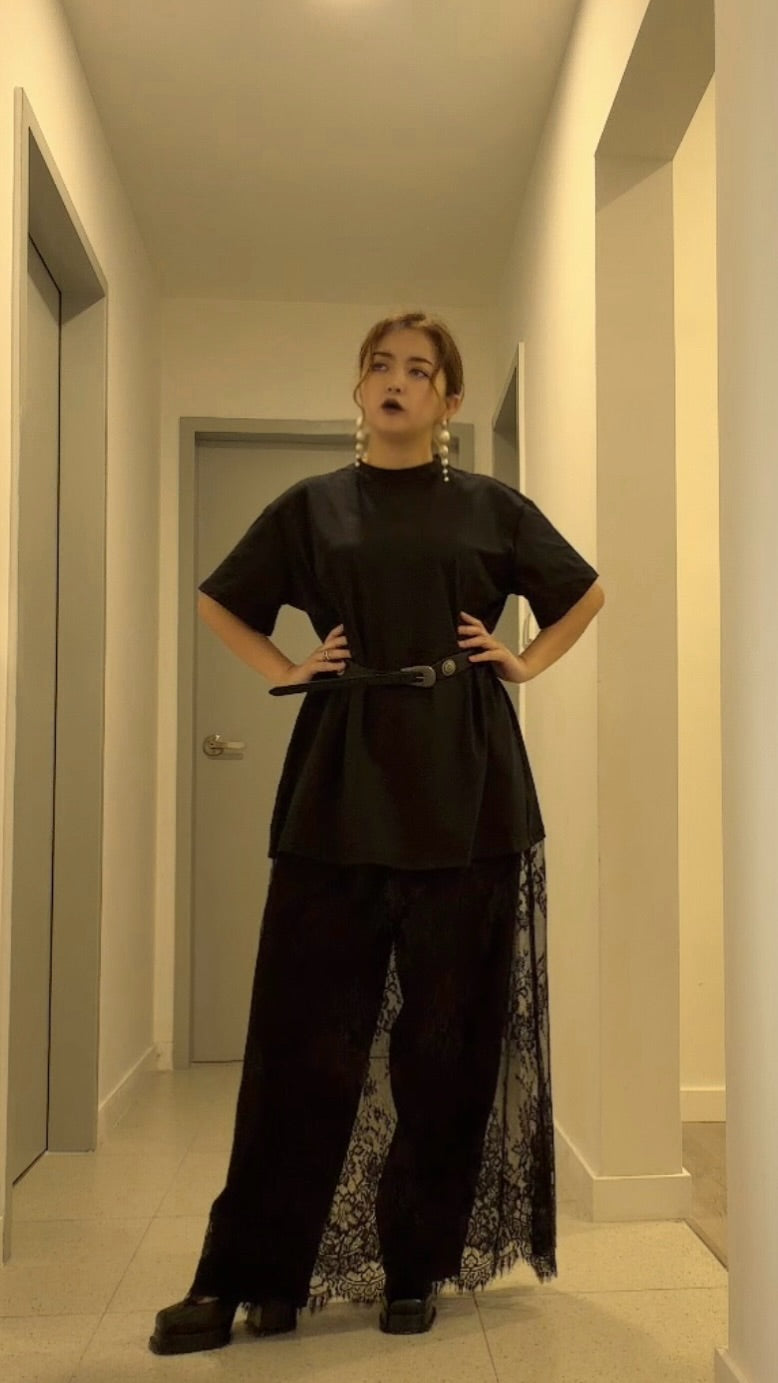 【ERROR.】Lace Layered Dress⁠ / Black