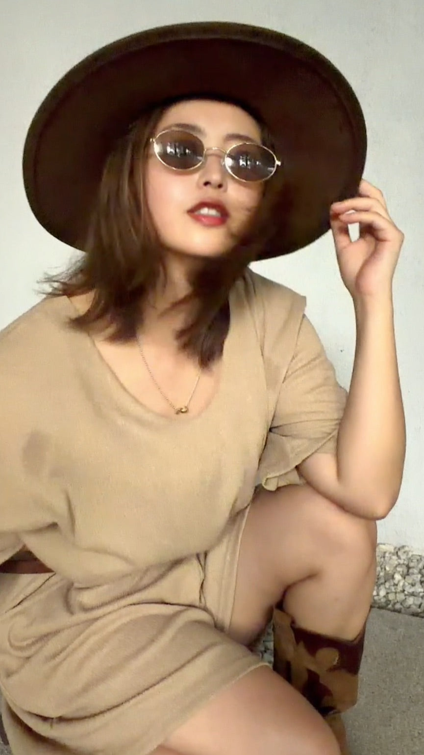 【ERROR.】 Wide Wool Felt Hat⁠ / Brown⁠