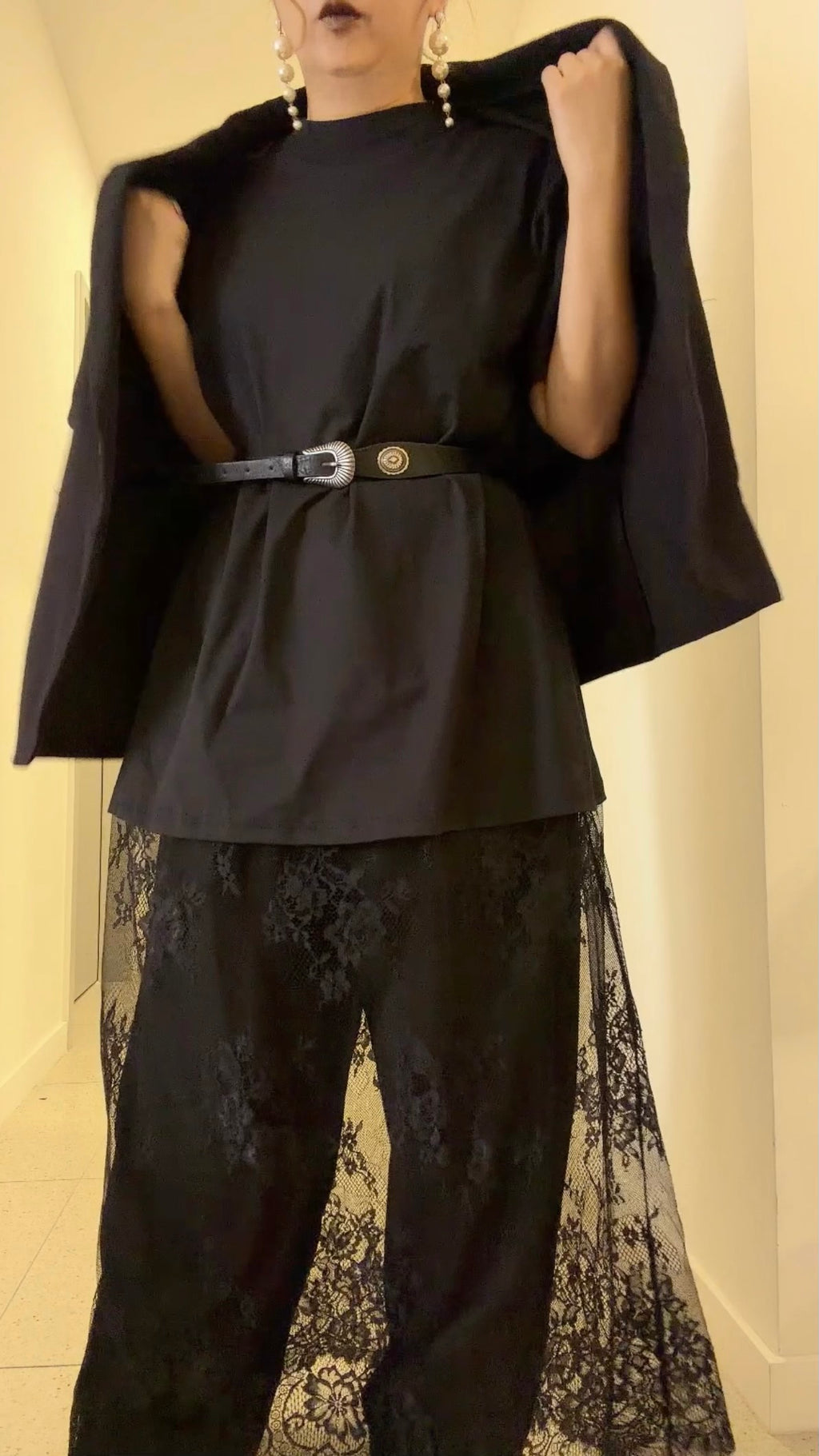 【ERROR.】Lace Layered Dress⁠ / Black