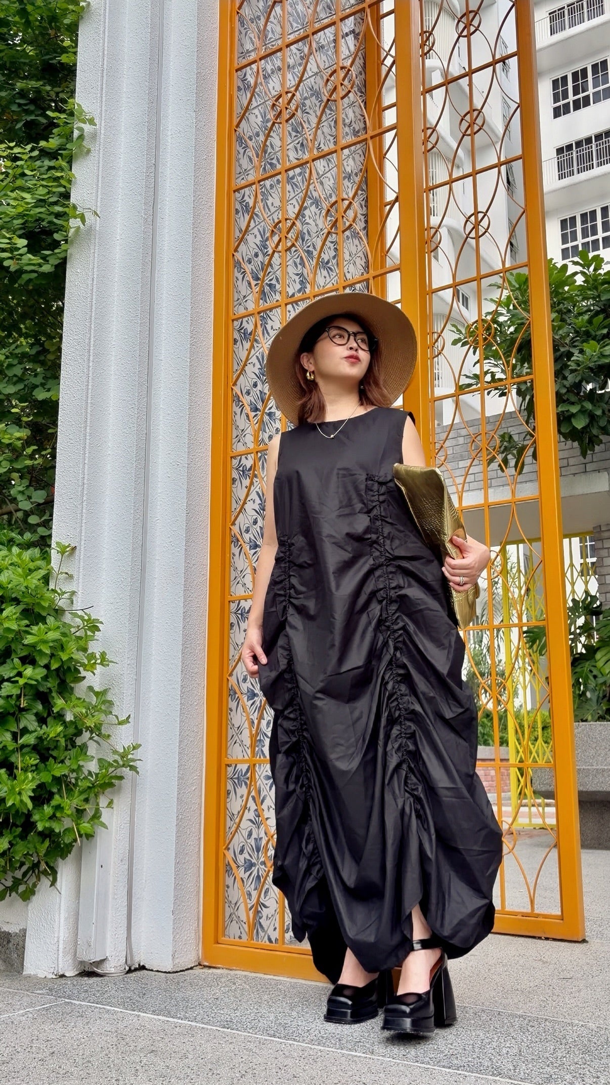 【ERROR.】再販　Volume Shirring Dress / Black