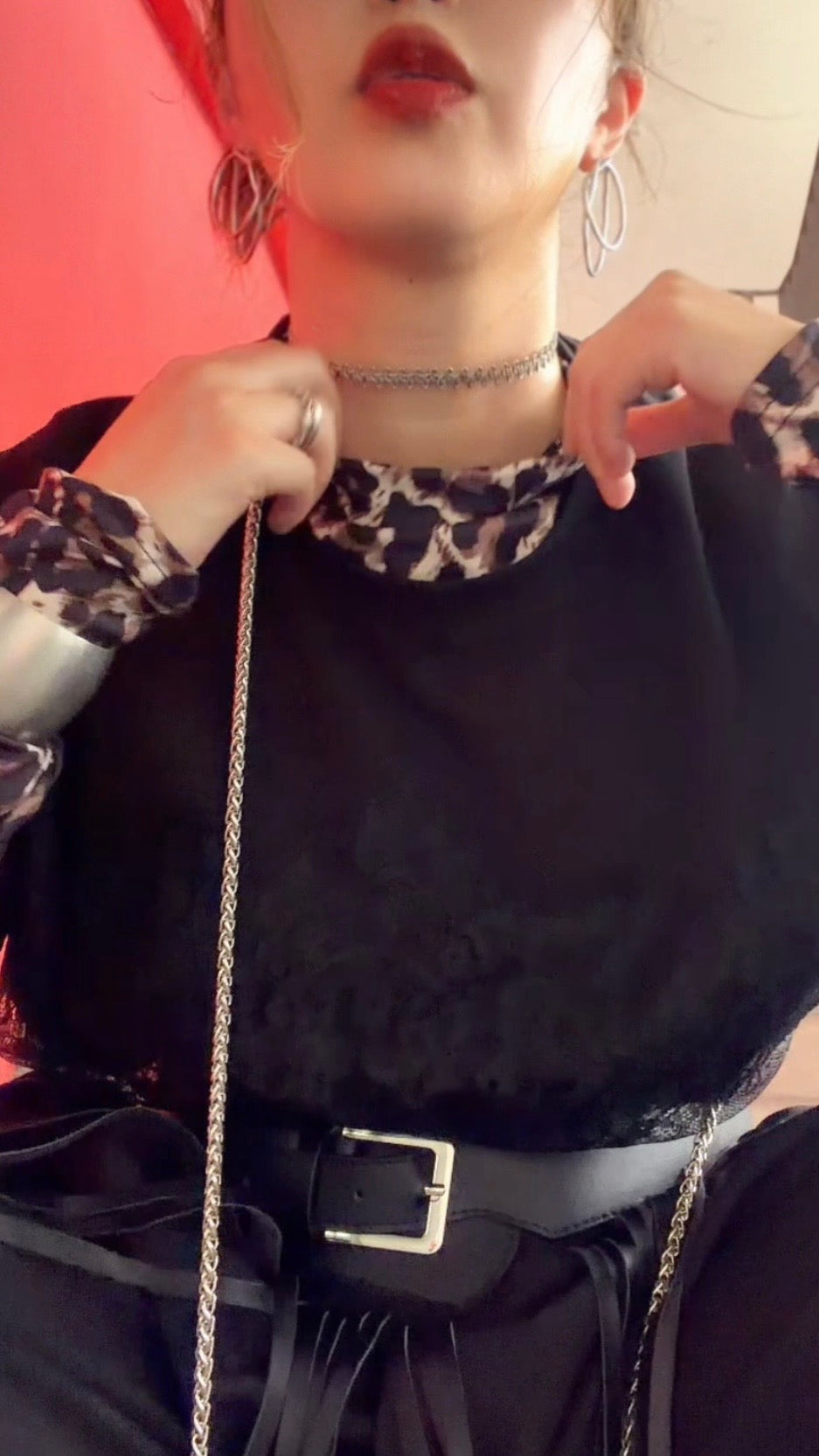 【ERROR.】 Lace Docking Graphic T-Shirt / Black
