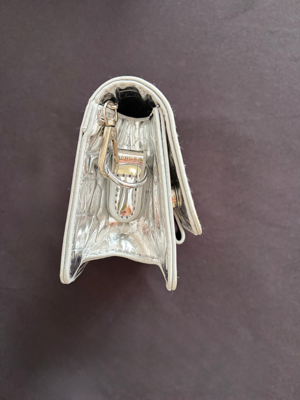 【ERROR.】Metallic Croc Mini Shoulder Bag / Silver