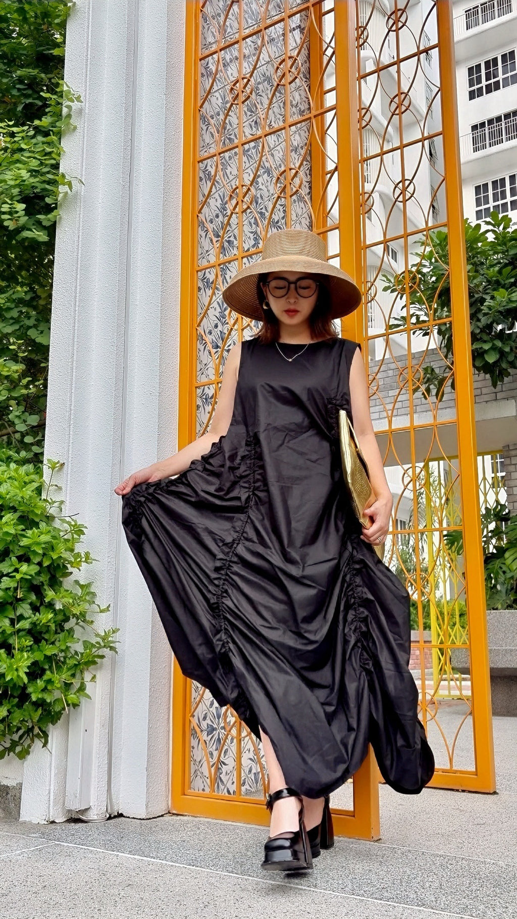 【ERROR.】再販　Volume Shirring Dress / Black