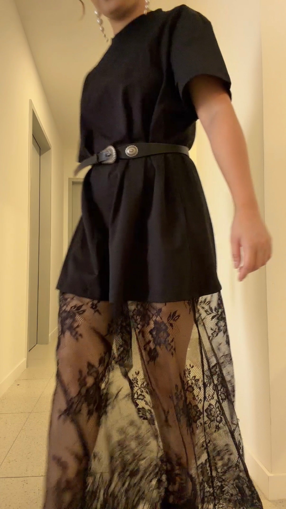 【ERROR.】Lace Layered Dress⁠ / Black
